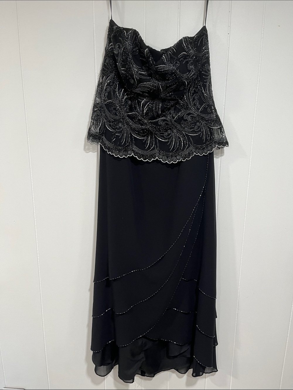 Obsessions Couture VTG Beaded Strapless Evening Dress 14 wedding guest formal